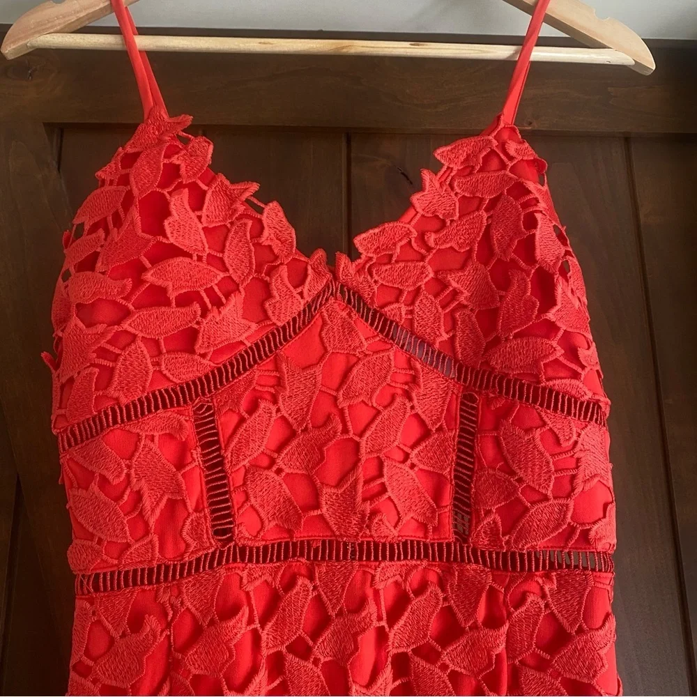 Love Ady Navy Lace Overlay Midi Dress XSmall VNeck Dress Preppy Party Retro Red - Picture 3 of 6